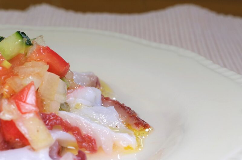 【キメツケ】白身魚のカルパッチョ 紅しょうがとトマトのソースのレシピ【7月13日】